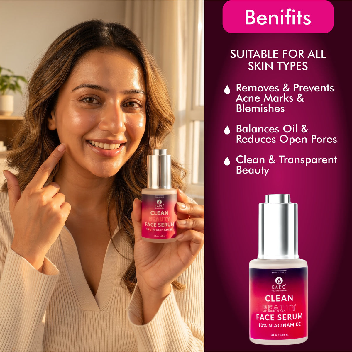 CLEAN BEAUTY FACE SERUM (10% NIACINAMIDE )